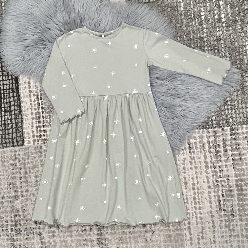 POUF BABY NYC‎ Sage 3/4 Sleeve Sun Print Dress Size 12Y NWT